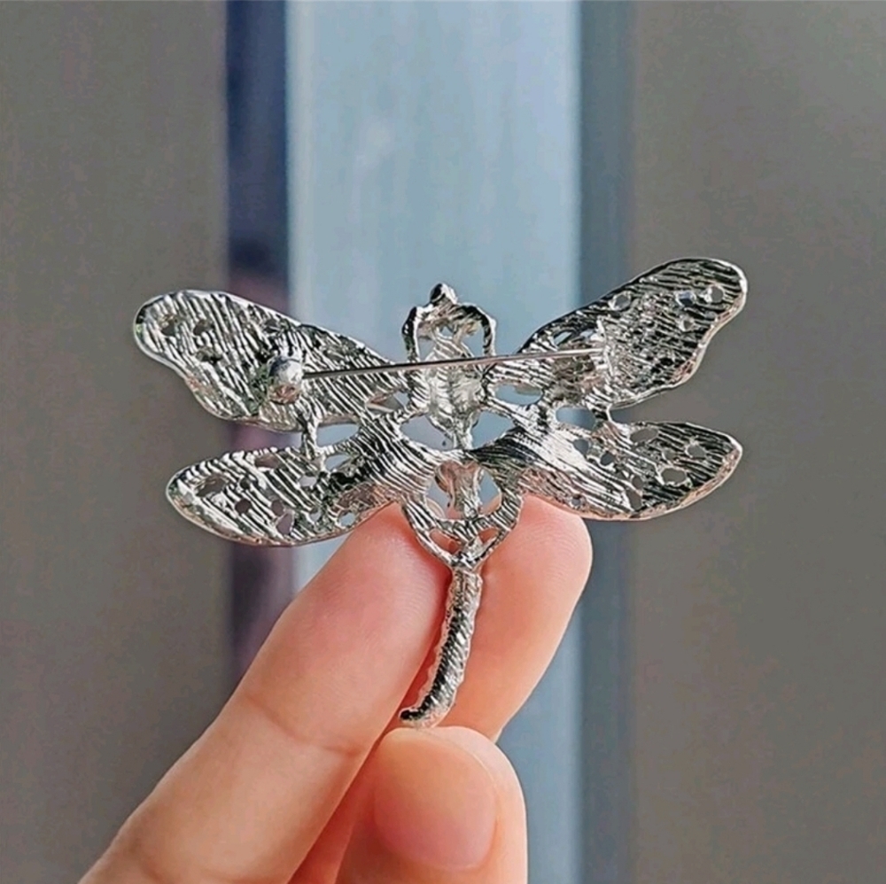 Vintage Style Crystal & Rhinestone Blue Dragonfly Brooch, NWT - Picture 4 of 6